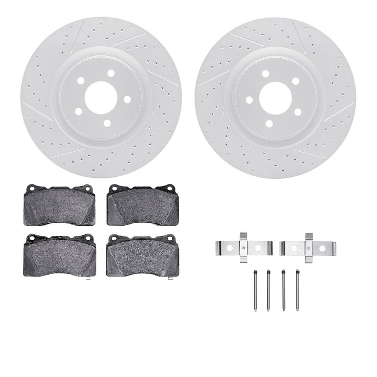 2512-54289 Geoperformance Drilled/Slotted Rotors w/5000 Advanced Brake Pads Kit & Hardware, 2011-2014 Ford/Lincoln/Mercury/Mazda