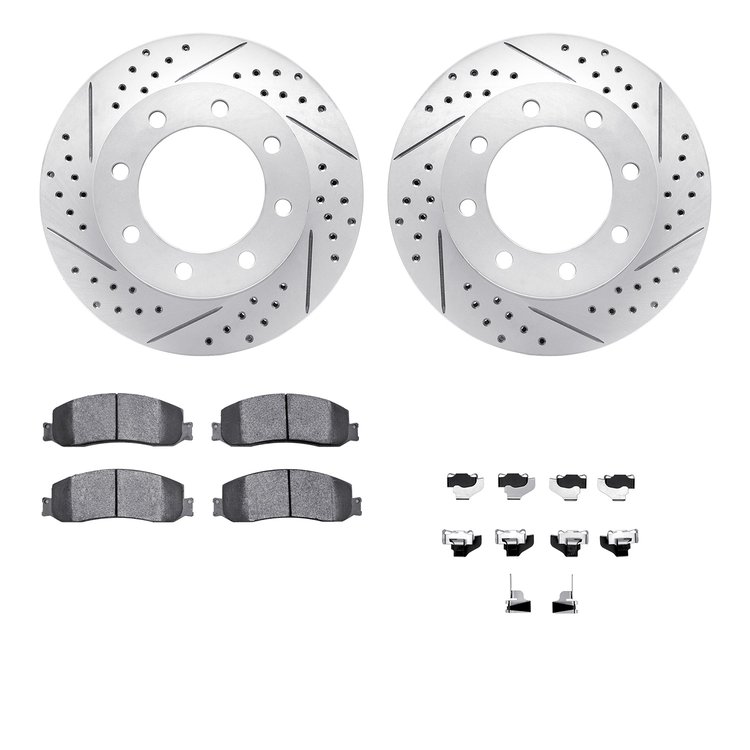 2512-54537 Geoperformance Drilled/Slotted Rotors w/5000 Advanced Brake Pads Kit & Hardware, 2010-2012 Ford/Lincoln/Mercury/Mazda