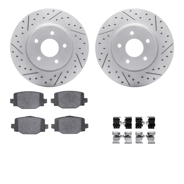 2512-68009 Geoperformance Drilled/Slotted Rotors w/5000 Advanced Brake Pads Kit & Hardware, Fits Select Infiniti/Nissan, Positio