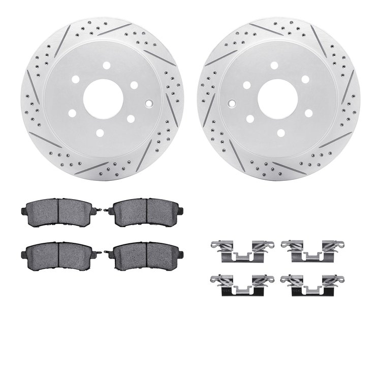 2512-68019 Geoperformance Drilled/Slotted Rotors w/5000 Advanced Brake Pads Kit & Hardware, Fits Select Infiniti/Nissan, Positio