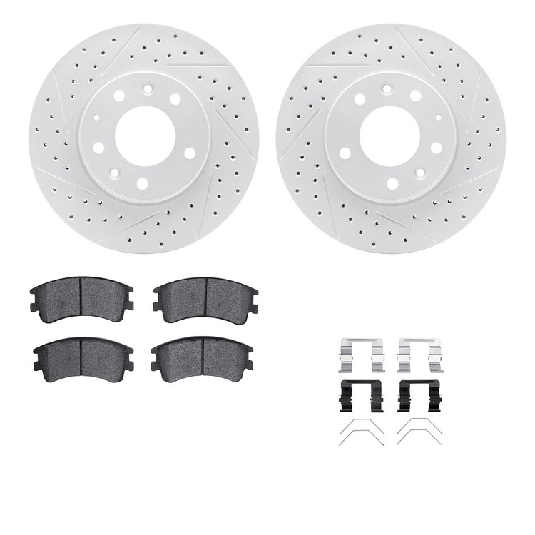 2512-80009 Geoperformance Drilled/Slotted Rotors w/5000 Advanced Brake Pads Kit & Hardware, 2003-2005 Ford/Lincoln/Mercury/Mazda