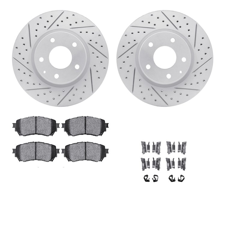 2512-80035 Geoperformance Drilled/Slotted Rotors w/5000 Advanced Brake Pads Kit & Hardware, 2014-2015 Ford/Lincoln/Mercury/Mazda