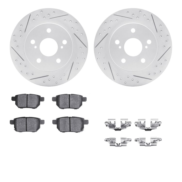 2512-91000 Geoperformance Drilled/Slotted Rotors w/5000 Advanced Brake Pads Kit & Hardware, 2011-2016 Lexus/Toyota/Scion, Positi
