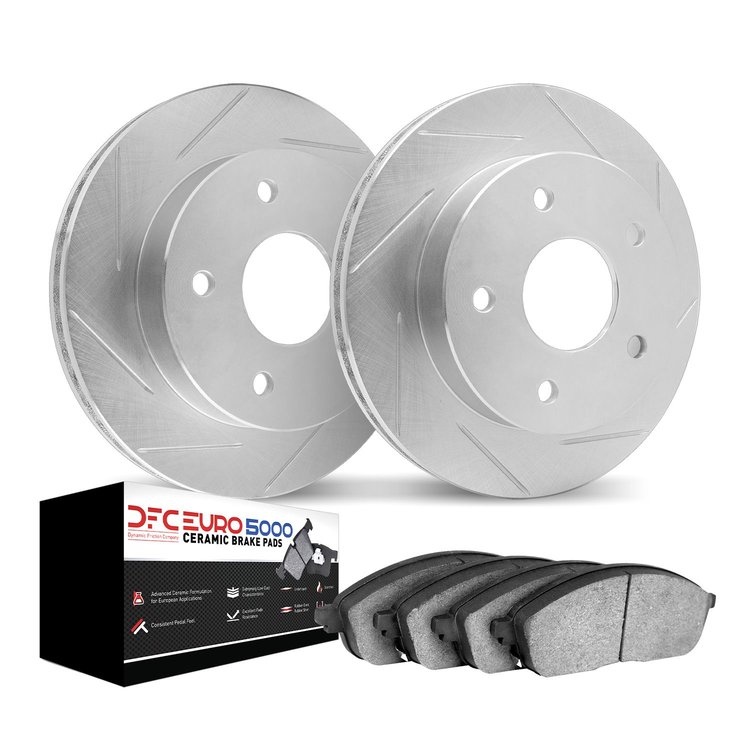 2602-20021 Geoperformance Slotted Brake Rotors w/5000 Euro Ceramic Brake Pads Kit, 2003-2005 Jaguar, Position: Front