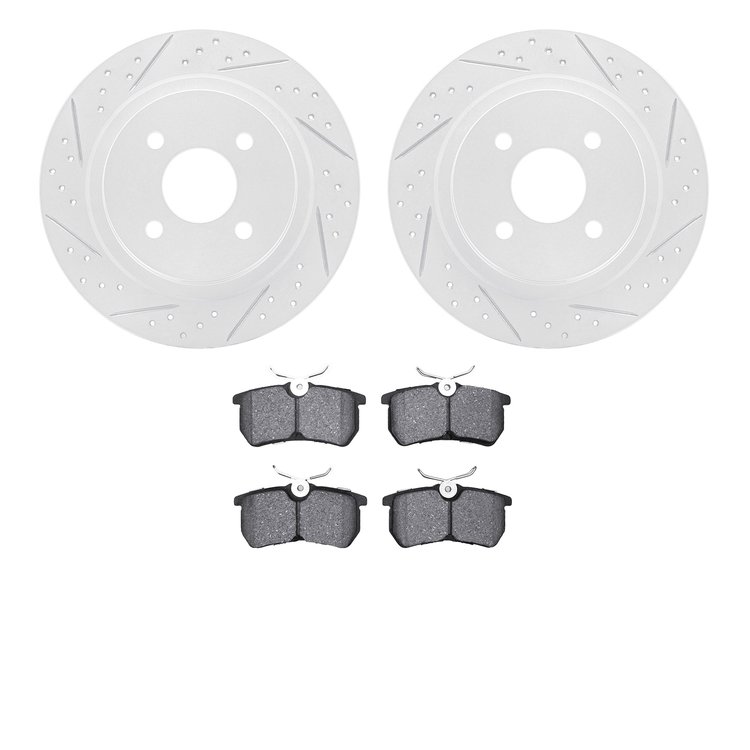 2602-54027 Geoperformance Drilled/Slotted Rotors w/5000 Euro Ceramic Brake Pads Kit, 2002-2004 Ford/Lincoln/Mercury/Mazda, Posit