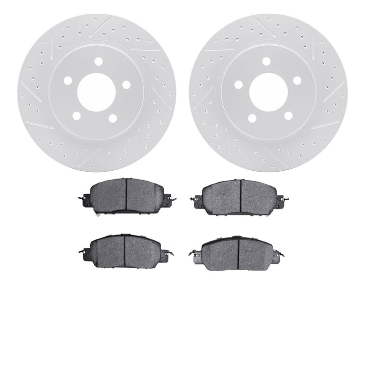 2602-54039 Geoperformance Drilled/Slotted Rotors w/5000 Euro Ceramic Brake Pads Kit, 2005-2014 Ford/Lincoln/Mercury/Mazda, Posit