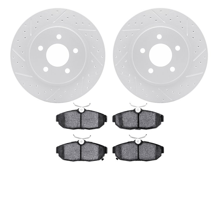 2602-54042 Geoperformance Drilled/Slotted Rotors w/5000 Euro Ceramic Brake Pads Kit, 2012-2014 Ford/Lincoln/Mercury/Mazda, Posit