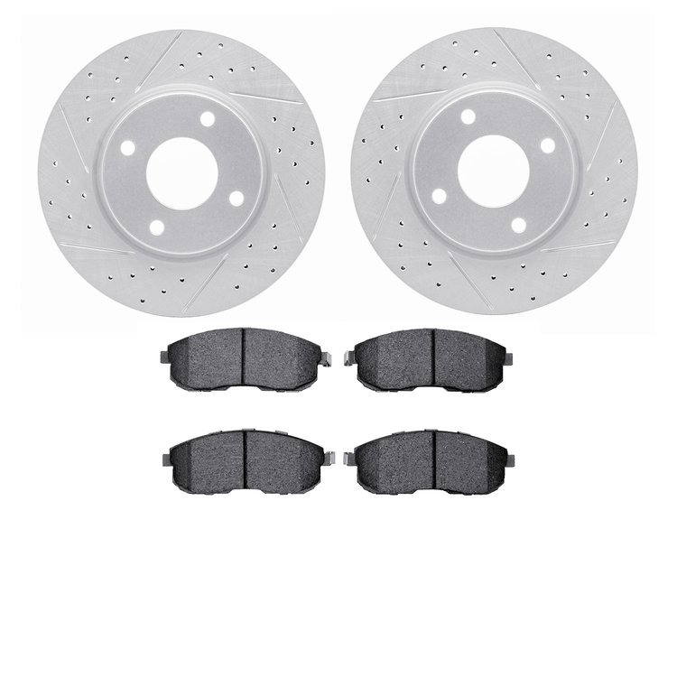 2602-67012 Geoperformance Drilled/Slotted Rotors w/5000 Euro Ceramic Brake Pads Kit, 2007-2012 Infiniti/Nissan, Position: Front