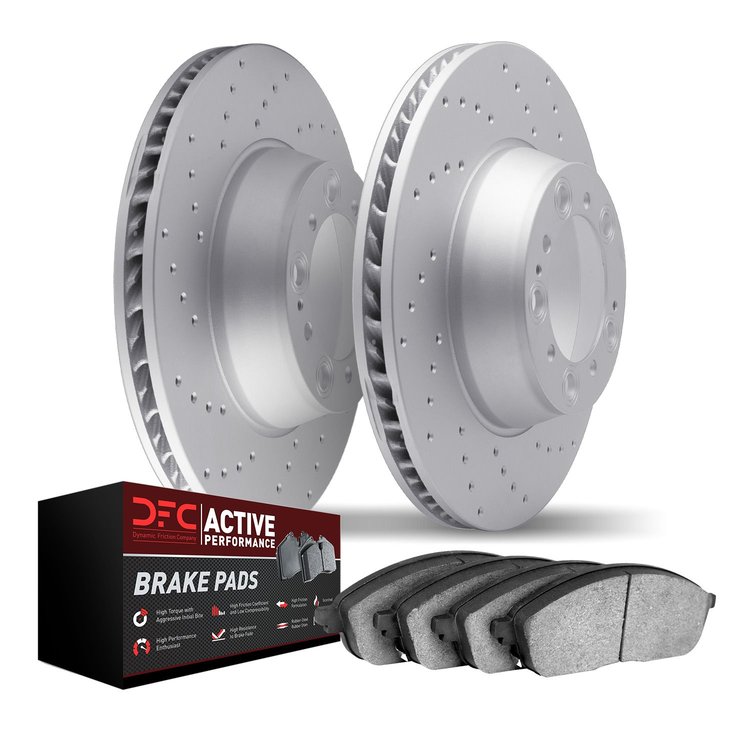 2702-47039 Geoperformance Drilled Brake Rotors with Active Performance Pads Kit, 2014-2019 GM, Position: Rear