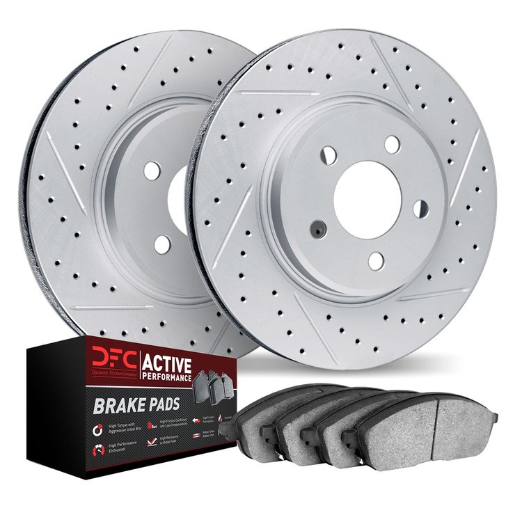 2702-67079 Geoperformance Drilled/Slotted Brake Rotors with Active Performance Pads Kit, 2012-2021 Infiniti/Nissan, Position: Fr