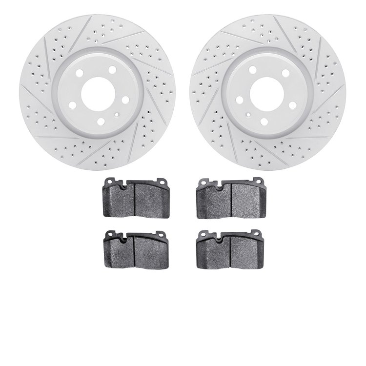 2702-73114 Geoperformance Drilled/Slotted Brake Rotors with Active Performance Pads Kit, 2013-2017 Audi/Volkswagen, Position: Fr