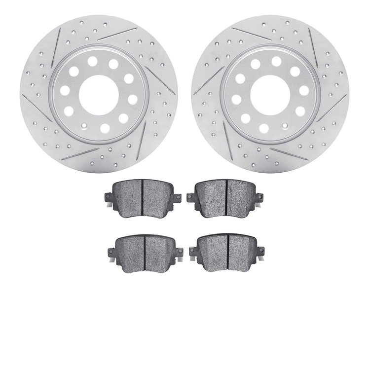 2702-74063 Geoperformance Drilled/Slotted Brake Rotors with Active Performance Pads Kit, Fits Select Audi/Volkswagen, Position: 