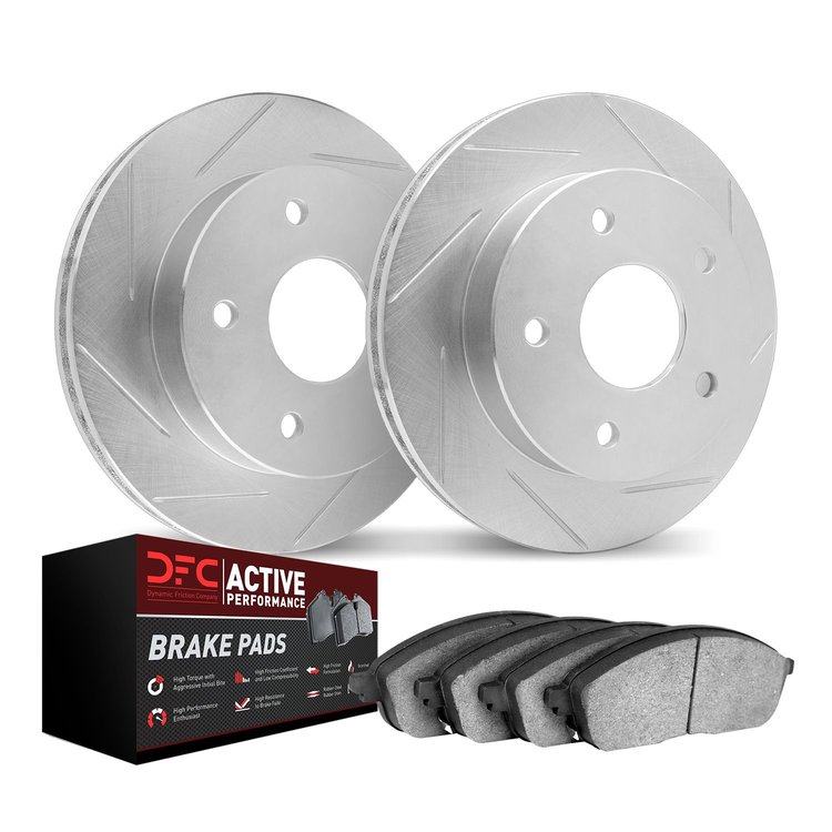 2702-74099 Geoperformance Slotted Brake Rotors with Active Performance Pads Kits, 2005-2017 Audi/Volkswagen, Position: Front