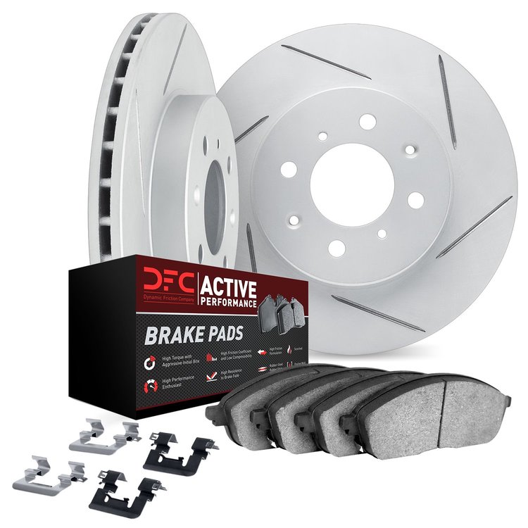 2712-80054 Geoperformance Slotted Brake Rotors with Active Performance Pads Kits & Hardware, Fits Select Multiple Makes/Models, 