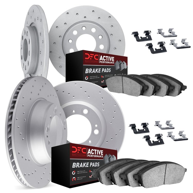 2714-59065 Geoperformance Drilled Brake Rotors with Active Performance Pads Kit & Hardware, 2008-2014 Acura/Honda, Position: Fro