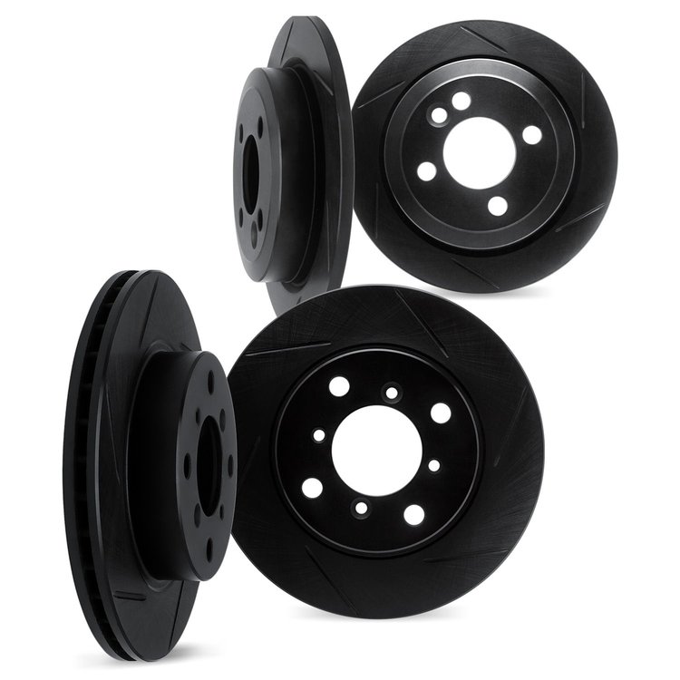 3004-01001 Slotted Brake Rotors [Black], 2006-2009 GM, Position: Front and Rear