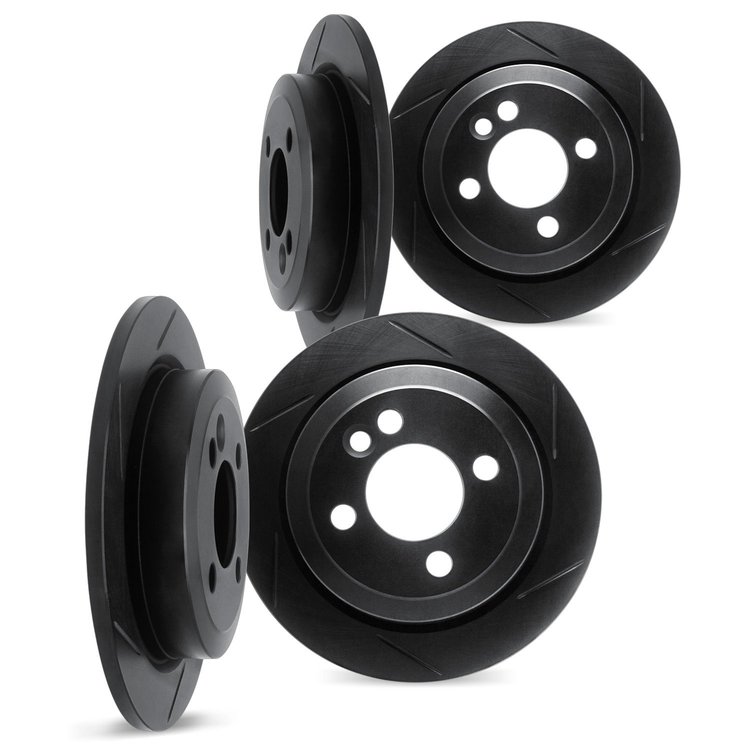 3004-28002 Slotted Brake Rotors [Black], 1971-1989 Peugeot, Position: Front and Rear