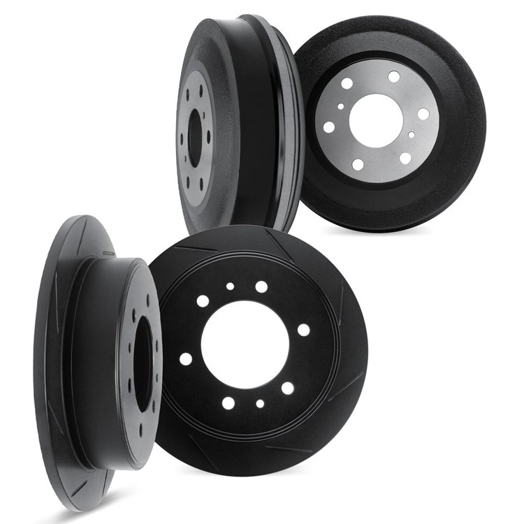 3004-37003 Slotted Brake Rotors & Drums Kit [Black], 1978-1980 GM, Position: Front and Rear