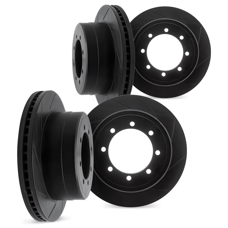 3004-46027 Slotted Brake Rotors [Black], 2006-2011 GM, Position: Front and Rear