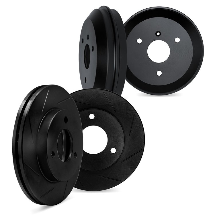 3004-63088 Slotted Brake Rotors & Drums Kit [Black], 2005-2016 Smart, Position: Front and Rear