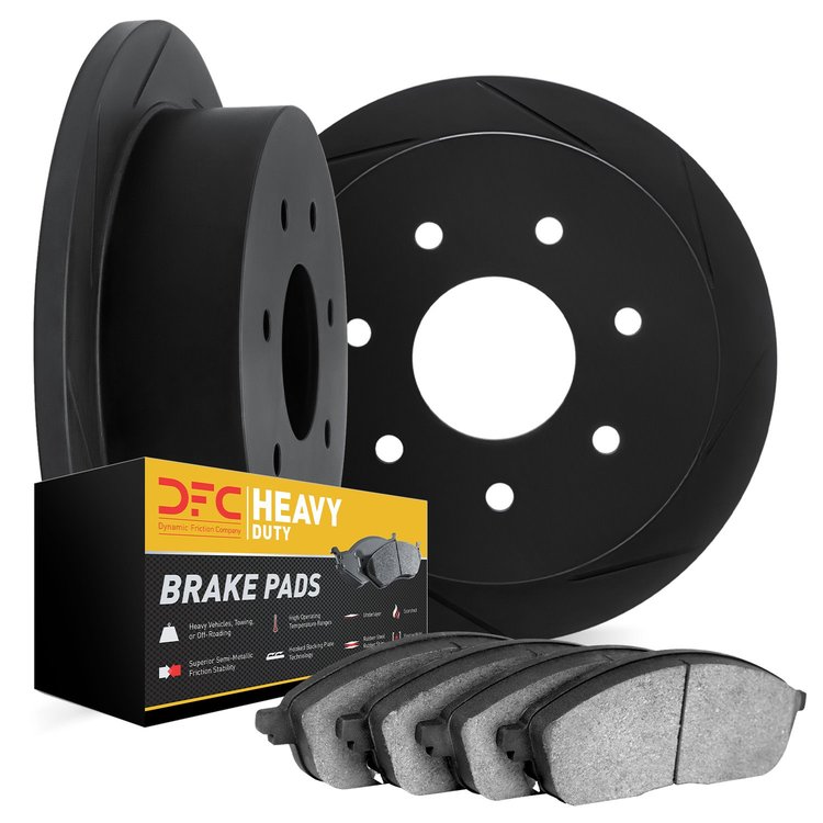 3202-99131 Slotted Brake Rotors w/Heavy-Duty Brake Pads [Black], 1997-2004 Ford/Lincoln/Mercury/Mazda, Position: Rear
