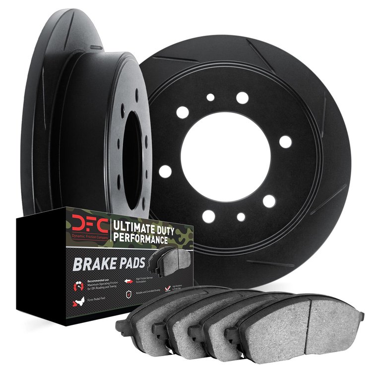 3402-76003 Slotted Brake Rotors with Ultimate-Duty Brake Pads Kit [Black], 1981-1985 Lexus/Toyota/Scion, Position: Front
