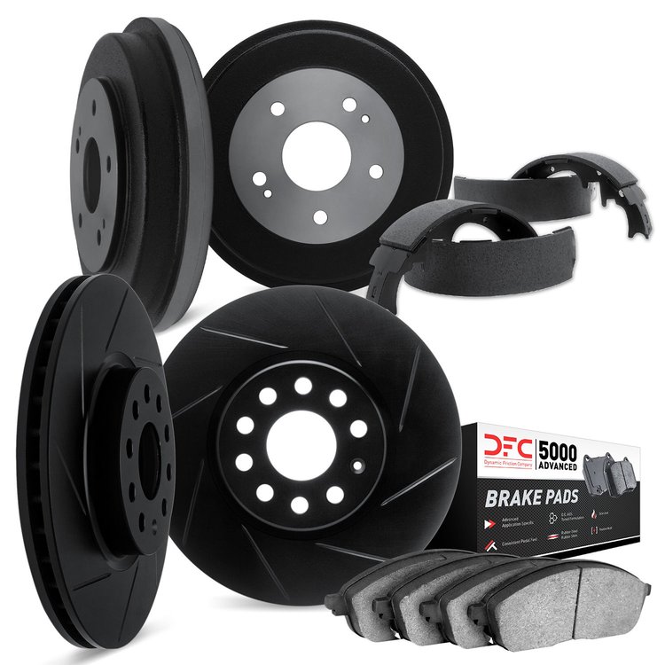 3504-67008 Slotted Brake Rotors w/5000 Advanced Brake Pads/Drums & Shoes Kit [Black], 2013-2021 Multiple Makes/Models, Position: