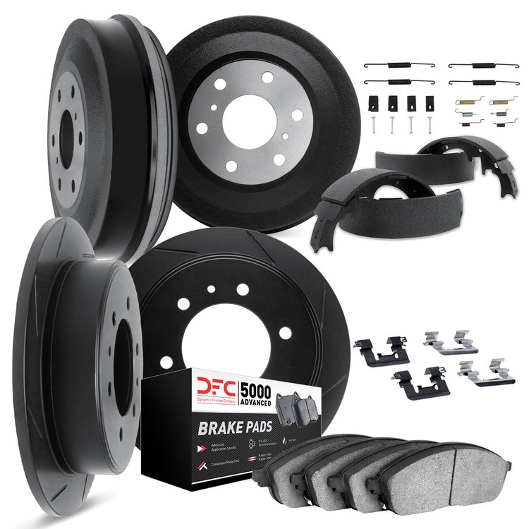 3514-76001 Slotted Brake Rotors w/5000 Advanced Brake Pads/Drums/Shoes & Hardware Kit [Black], 1979-1980 Lexus/Toyota/Scion, Pos