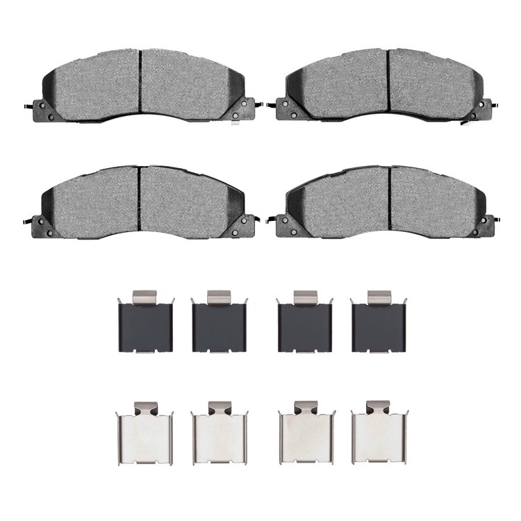 3000-Series Semi-Metallic Brake Pads & Hardware Kit, 2009-2018 Mopar, Position: Front