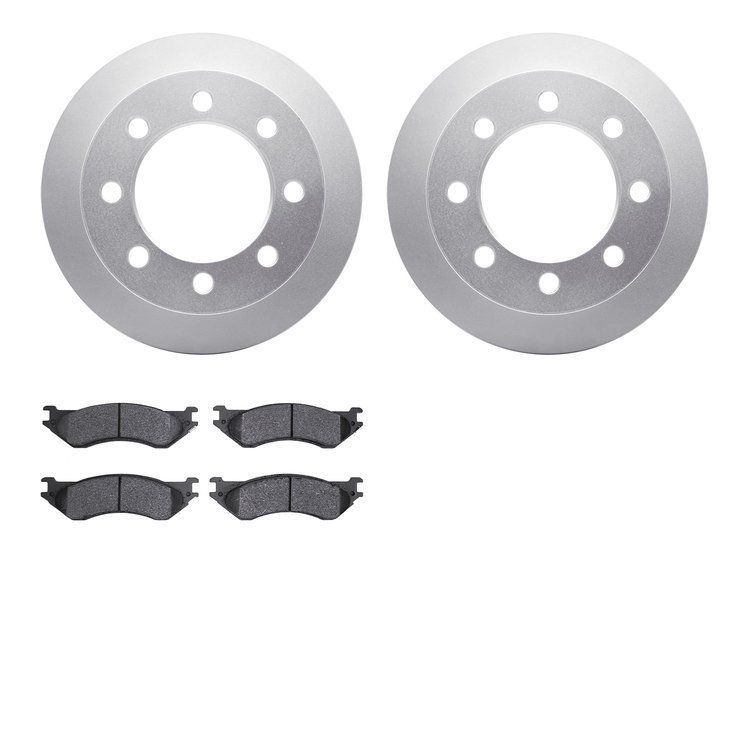 4202-40129 Geospec Brake Rotors w/Heavy-Duty Brake Pads Kit, 2000-2002 Mopar, Position: Rear