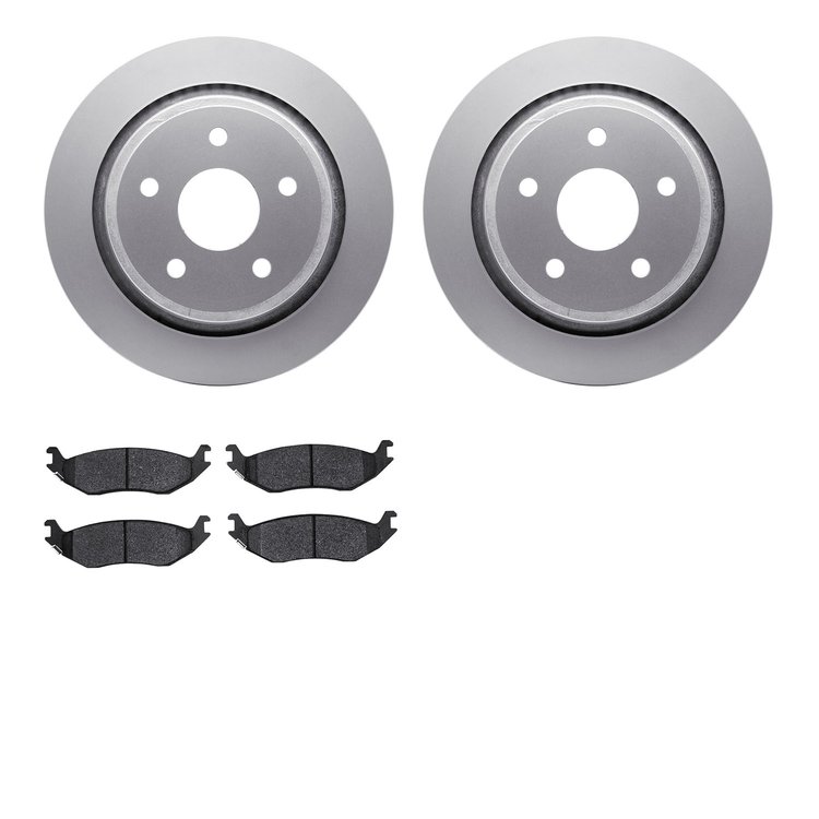 4202-40132 Geospec Brake Rotors w/Heavy-Duty Brake Pads Kit, 2002-2018 Mopar, Position: Rear