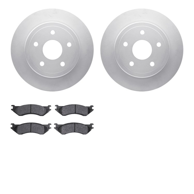 4202-40142 Geospec Brake Rotors w/Heavy-Duty Brake Pads Kit, 2004-2006 Mopar, Position: Rear
