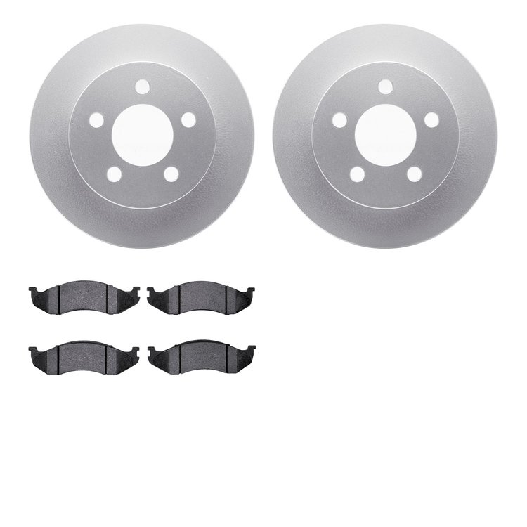 4202-42079 Geospec Brake Rotors w/Heavy-Duty Brake Pads Kit, 1999-2006 Mopar, Position: Front