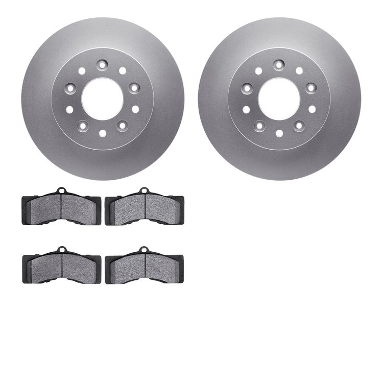 4202-47048 Geospec Brake Rotors w/Heavy-Duty Brake Pads Kit, 1963-1982 GM, Position: Front