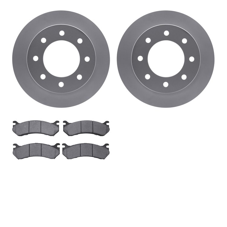 4202-48005 Geospec Brake Rotors w/Heavy-Duty Brake Pads Kit, 1999-2009 GM, Position: Rear