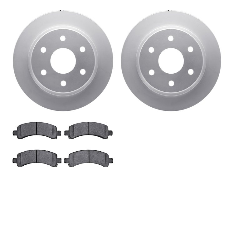 4202-48010 Geospec Brake Rotors w/Heavy-Duty Brake Pads Kit, 2002-2014 GM, Position: Rear