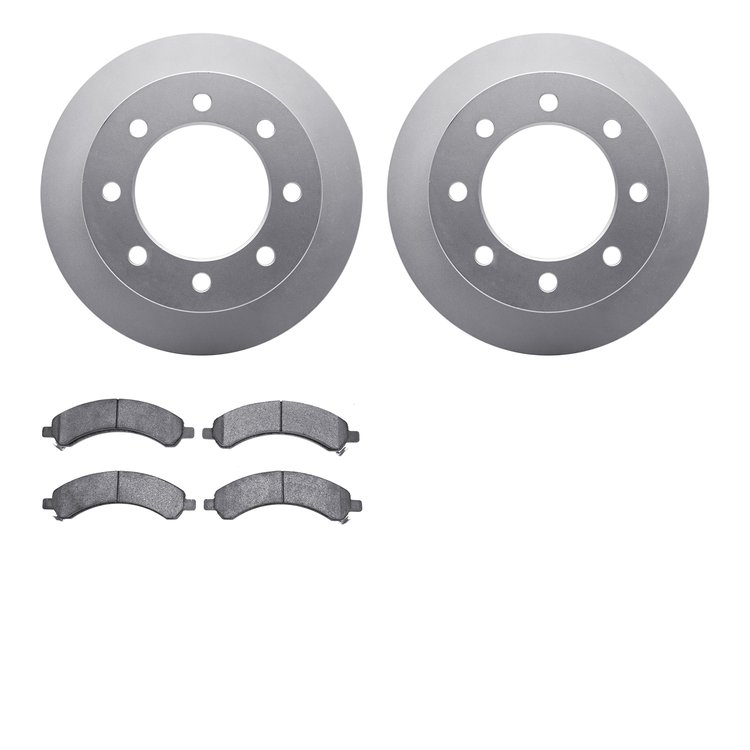 4202-48012 Geospec Brake Rotors w/Heavy-Duty Brake Pads Kit, 2003-2008 GM, Position: Rear