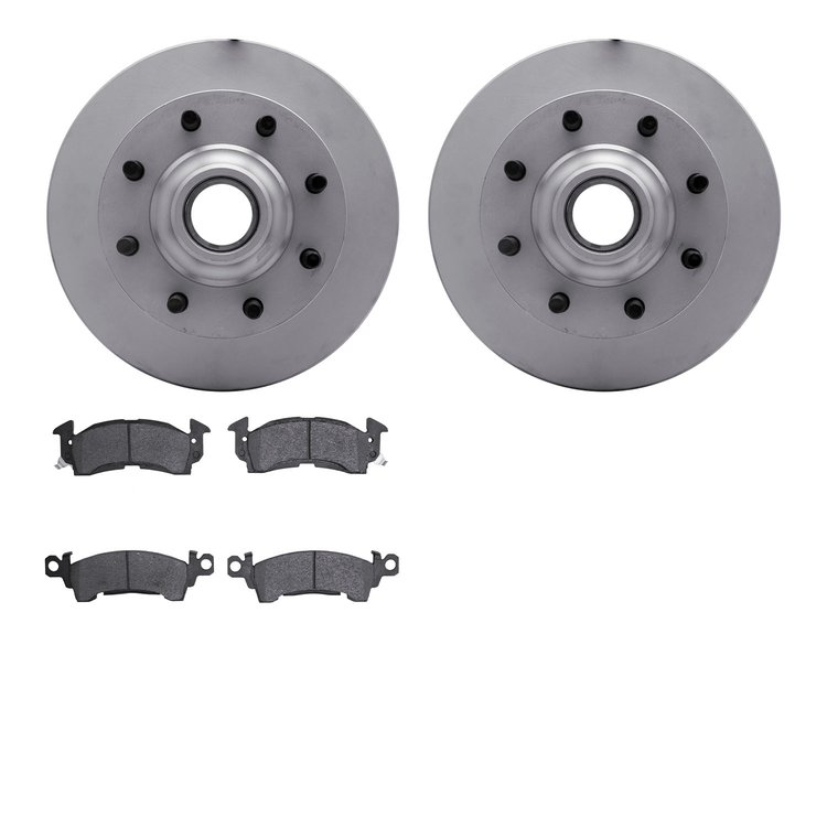 4202-48025 Geospec Brake Rotors w/Heavy-Duty Brake Pads Kit, 1971-1989 GM, Position: Front
