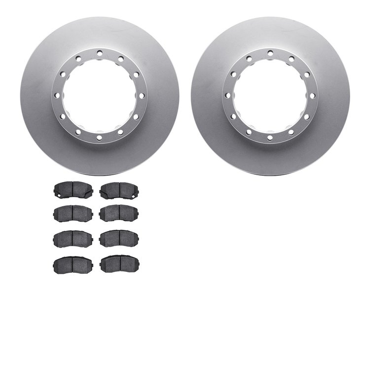 4202-72076 Geospec Brake Rotors w/Heavy-Duty Brake Pads Kit, 2010-2011 Freightliner, Position: Rear