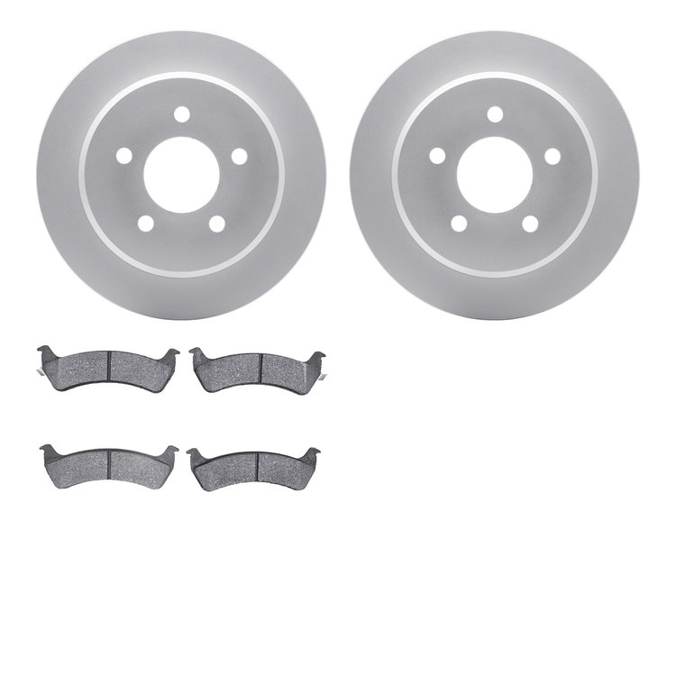 4202-99095 Geospec Brake Rotors w/Heavy-Duty Brake Pads Kit, 2001-2002 Ford/Lincoln/Mercury/Mazda, Position: Rear