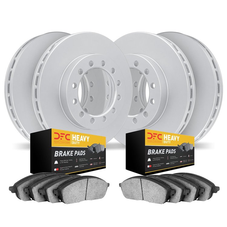 4204-72035 Geospec Brake Rotors w/Heavy-Duty Brake Pads Kit, 2010-2011 Freightliner, Position: Front and Rear