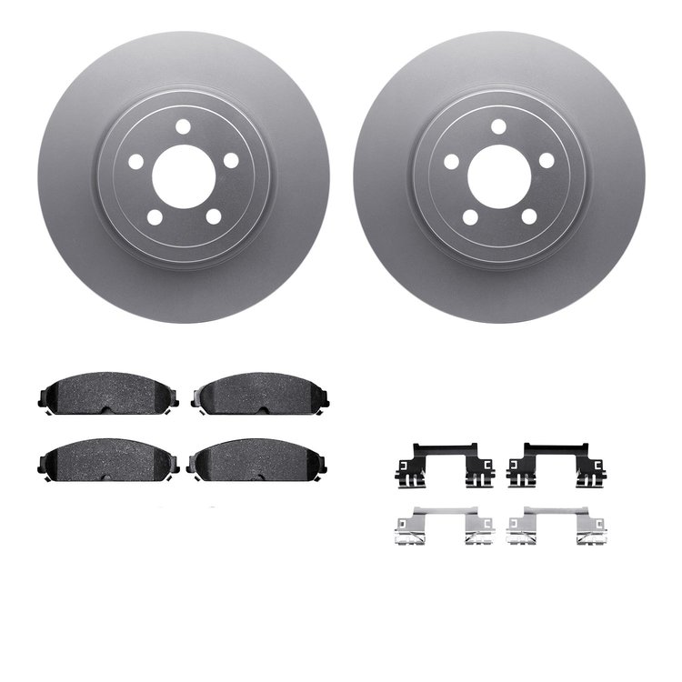 4212-39043 Geospec Brake Rotors w/Heavy-Duty Brake Pads & Hardware, Fits Select Mopar, Position: Front
