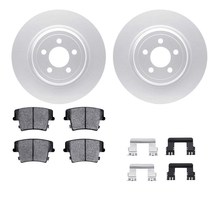 4212-39052 Geospec Brake Rotors w/Heavy-Duty Brake Pads & Hardware, 2006-2014 Mopar, Position: Rear