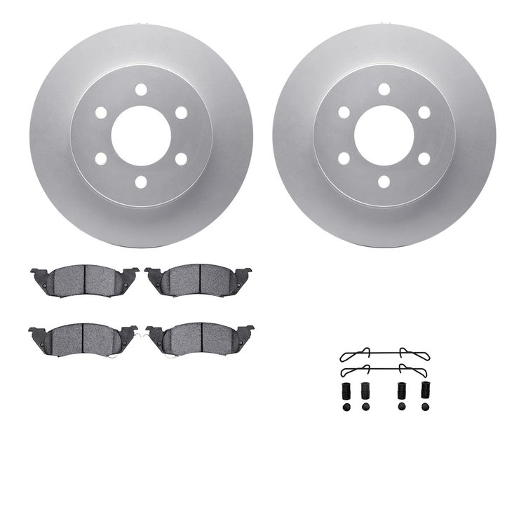 4212-40119 Geospec Brake Rotors w/Heavy-Duty Brake Pads & Hardware, 1997-1998 Mopar, Position: Front