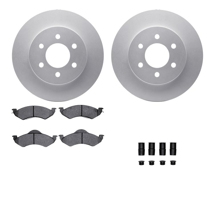 4212-40120 Geospec Brake Rotors w/Heavy-Duty Brake Pads & Hardware, 1998-1999 Mopar, Position: Front