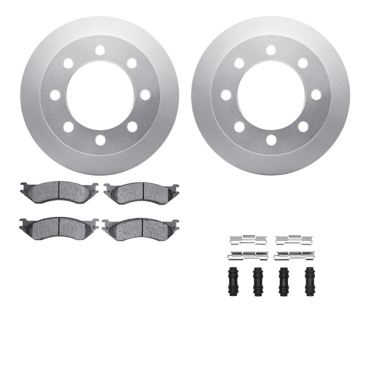 4212-40129 Geospec Brake Rotors w/Heavy-Duty Brake Pads & Hardware, 2000-2002 Mopar, Position: Rear
