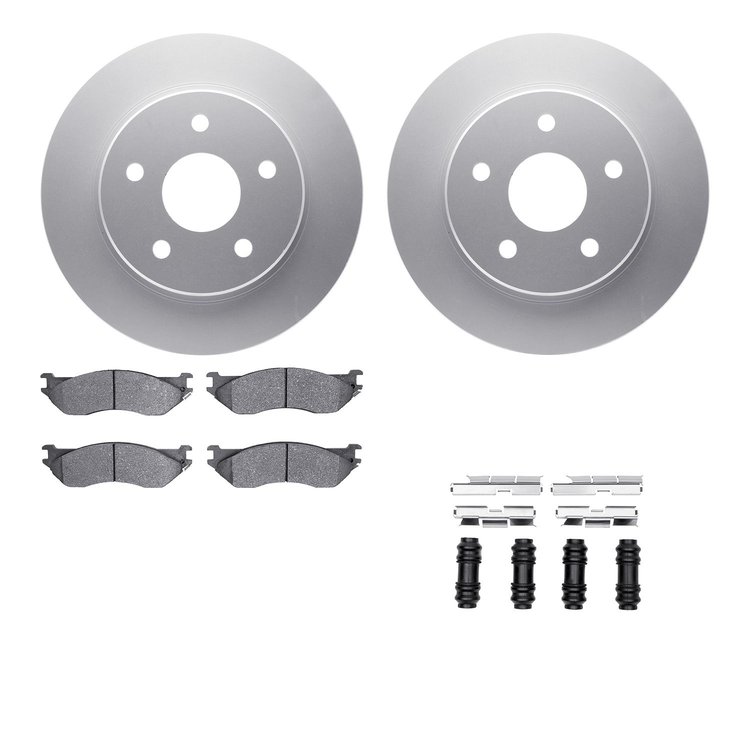 4212-40130 Geospec Brake Rotors w/Heavy-Duty Brake Pads & Hardware, 2002-2006 Mopar, Position: Front