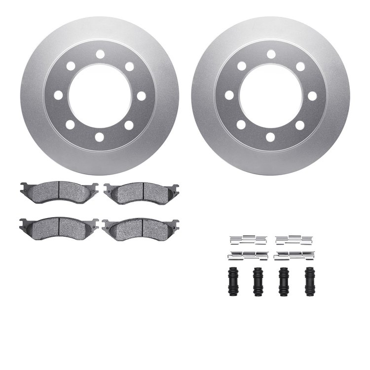 4212-40138 Geospec Brake Rotors w/Heavy-Duty Brake Pads & Hardware, 2003-2008 Mopar, Position: Rear