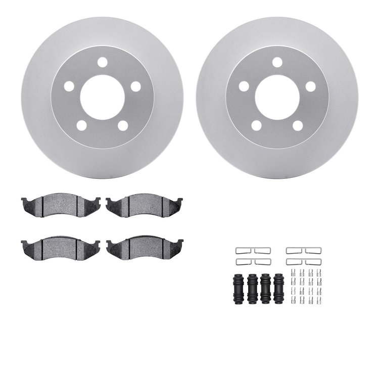 4212-42073 Geospec Brake Rotors w/Heavy-Duty Brake Pads & Hardware, 1990-1999 Mopar, Position: Front