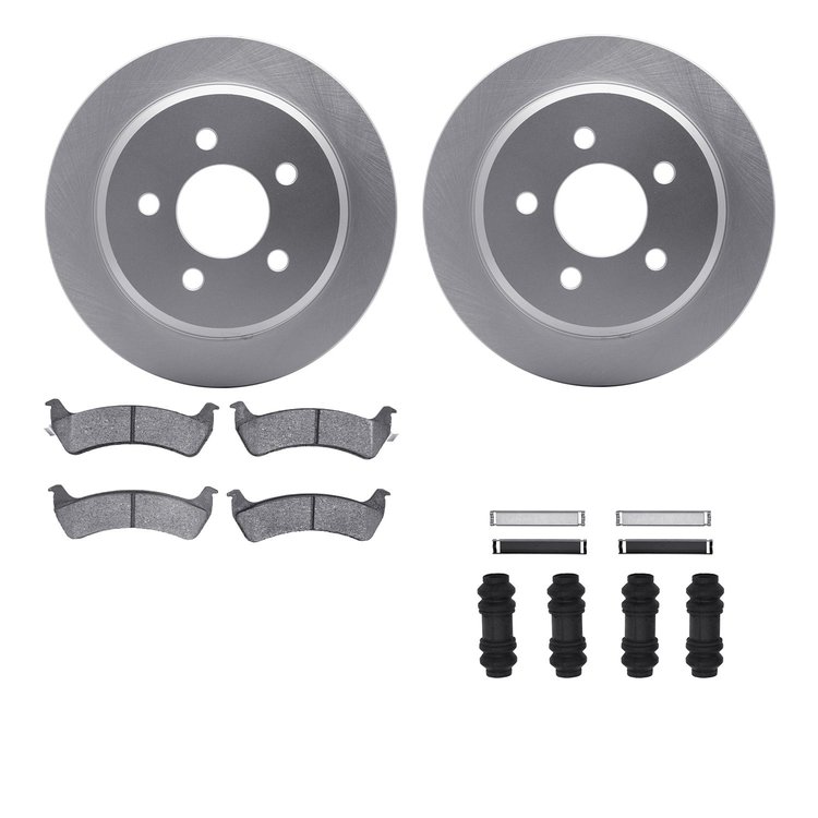 4212-42075 Geospec Brake Rotors w/Heavy-Duty Brake Pads & Hardware, 1993-1994 Mopar, Position: Rear